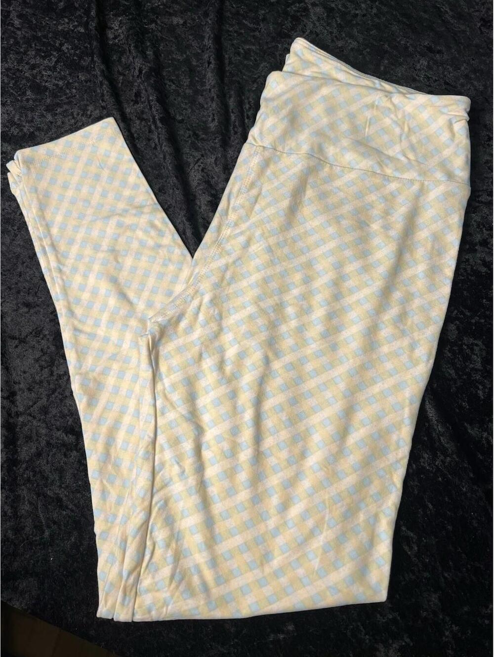 LuLaRoe Leggings Tall & Curvy TC Basket Weave Pastel Blue Pink High Rise NWOT
